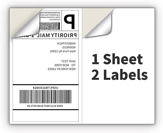 Coopaty Half Sheet Shipping Labels for Laser and Inkjet Printers 8.5 x 5.5 Mailing Address Labels, Permanent Adhesive (5000 Sheets, 10000 Labels)