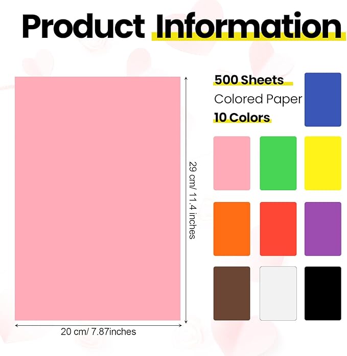 Harloon 500 Sheets Construction Paper Bulk Heavyweight A4 Size Thick Construction Paper Cardstock for DIY Craft Supplies(120 Gsm, 250 Gsm,Multi Colors)