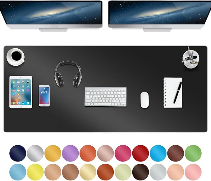 Boutilon Leather Desk Pad 47"x 24" Non-Slip Mouse Pad,Business Desk Pad,Extended Table Protector for Keyboard and Mouse,Desk Writing Pad for Office Home Working Decor (XXXL-Black)