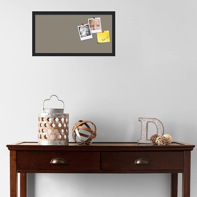 PinPix 24x12 Inch Cork Bulletin Board. This Decorative Framed Pin Board Comes with Pewter Design and a Satin Black Frame. Ideal for Home Office Decor or Message Board (PinPix-1812)