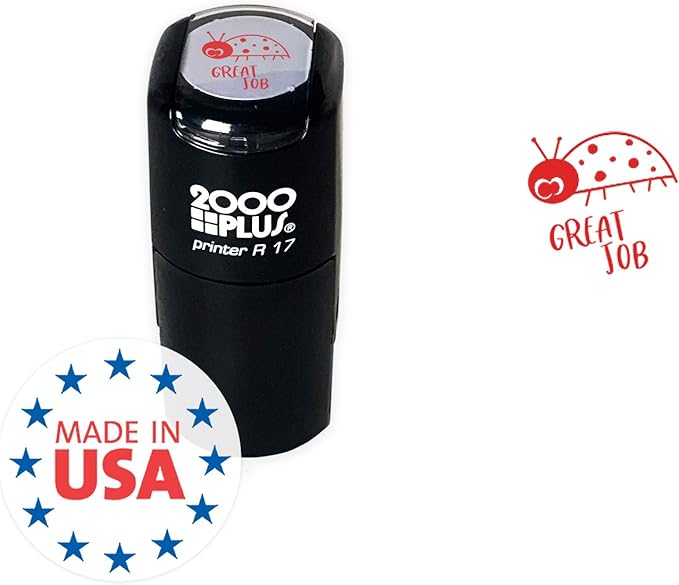 Great Job! Ladybug Stamp / 2000 Plus Self Inking Teacher Stamper/Red Imprint Planner & Worksheet Stamp