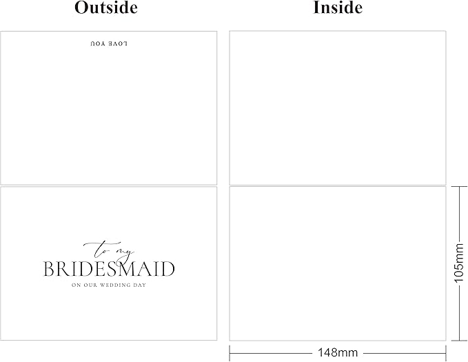 LADY&HOME To My Bridesmaid On My Wedding Day Card,Bridesmaid Thank You Card Wedding Day Bridesmaid Proposal (Black Foil,Bridesmaid)