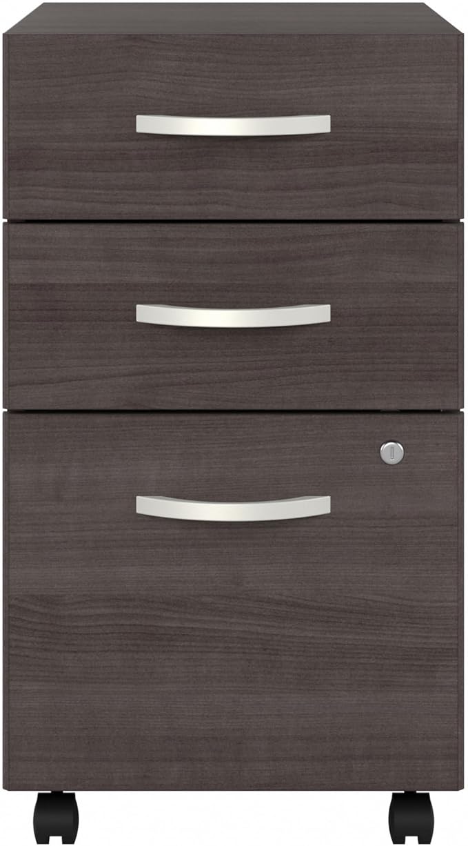 Bush Business Furniture Studio C 3 Drawer Mobile File Cabinet-Assembled, Rolling Document Storage for Home or Professional Office, 16W, Storm Gray