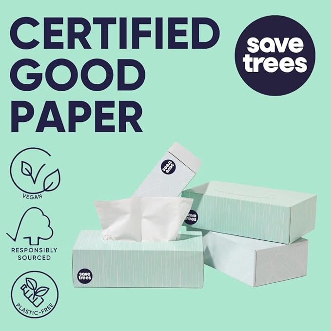 Bamboo Facial Tissues - 4 Boxes of Eco-Friendly, 3-Ply Hypoallergenic Tissues, 90 Sheets per Box, FSC Certified, Plastic-Free Packaging, Soft & Gentle for Home Use