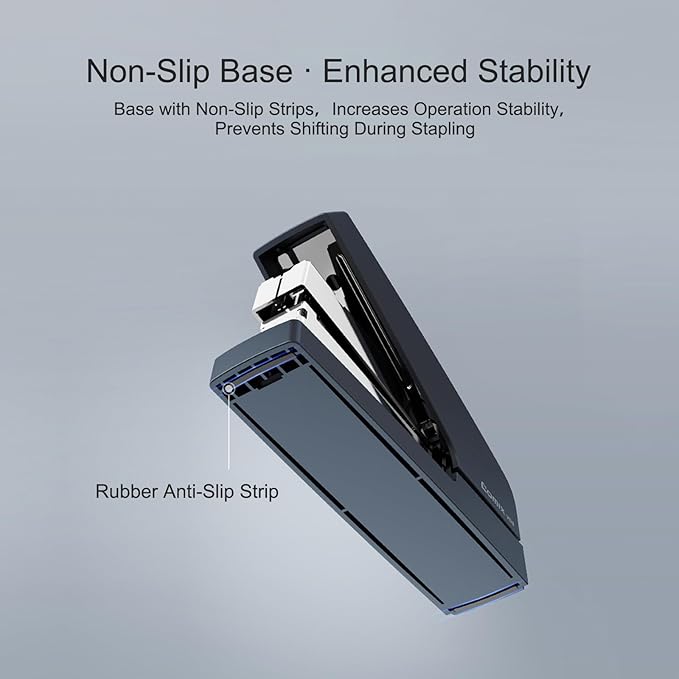 Comix Desk Stapler, 40 Sheet Capacity, Quick-Change Pop-Up Stapler Track, for Office & Classroom, Blue&Gray