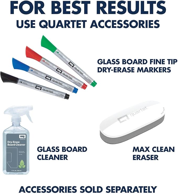 Quartet Glass Dry Erase White Board, Desktop Computer Pad for Notetaking, 18" x 6" Whiteboard, Clean Erase Surface with Storage, 1 Dry Erase Marker, Marble Surface (GDP186M)