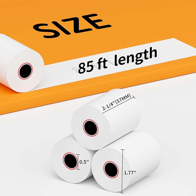 2 1/4''x 85' Thermal Paper Rolls, POS Receipt Paper, Cash Register Paper (200 Rolls)