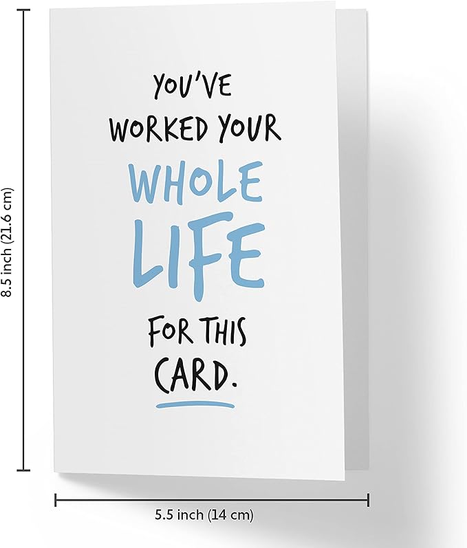 Karto Funny Retirement Card for Men Women - Large 5.5x8.5 inch Friend Coworker Retirement Cards - You've Worked