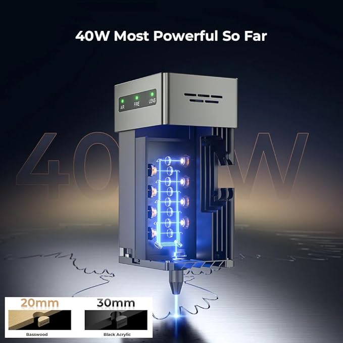 CREALITY FALCON2 40W Laser Engraver Machine with Air Assist, 240W Laser Engraver and Cutter Machine for Wood Metal Crafting Customized Gift and Batch Produce