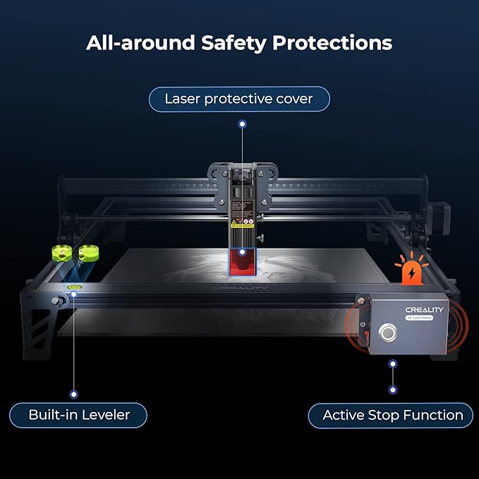 Creality Laser Engraver Machine 10W Output Power, 72W DIY Laser Engraving Machine 0.06mm High Precision Laser Cutter and Engraver for Wood and Metal, Paper, Acrylic, Glass, Leather etc, 17" x 16"
