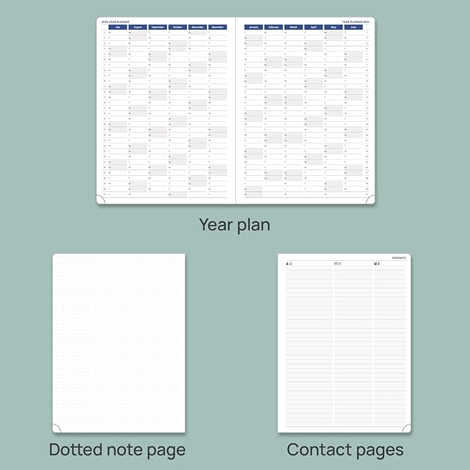 POPRUN Academic Planner 2025-2026, 8.5'' x 11.25'', Quarter-Hourly Appointment Book (July 2025-June 2026) with PU Leather Soft Cover, Dual Pockets, Monthly Tabs, 100GSM Thick Paper - Forest Green