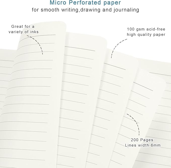 Small Notebook, Mini Pocket Journal A6 5.7" x 3.9", Leather Hardcover Journal with Pen Holder, 160 Thick Papers, Cute Lined Notebook Small Notepad for Women Writing Work Travel, Green Flower