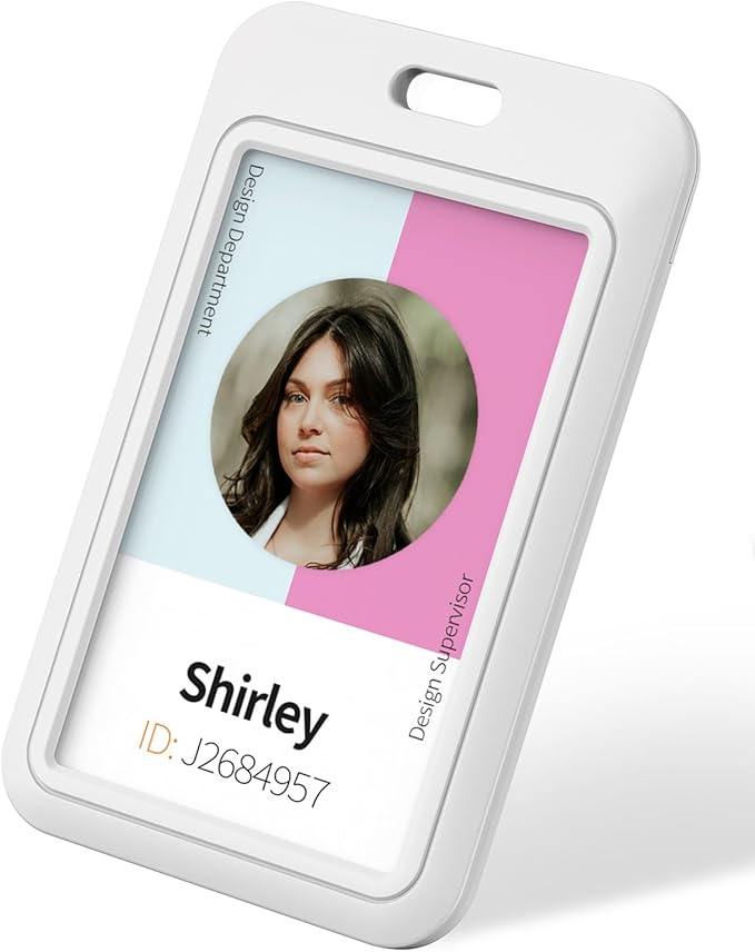 Uniclife 3 Pack Sliding ID Badge Holder Vertical Hard Plastic Case with Clear Window White Card Protector Pouch for Office School ID Credit Cards Proximity Key Cards Driver’s Licenses and Passes