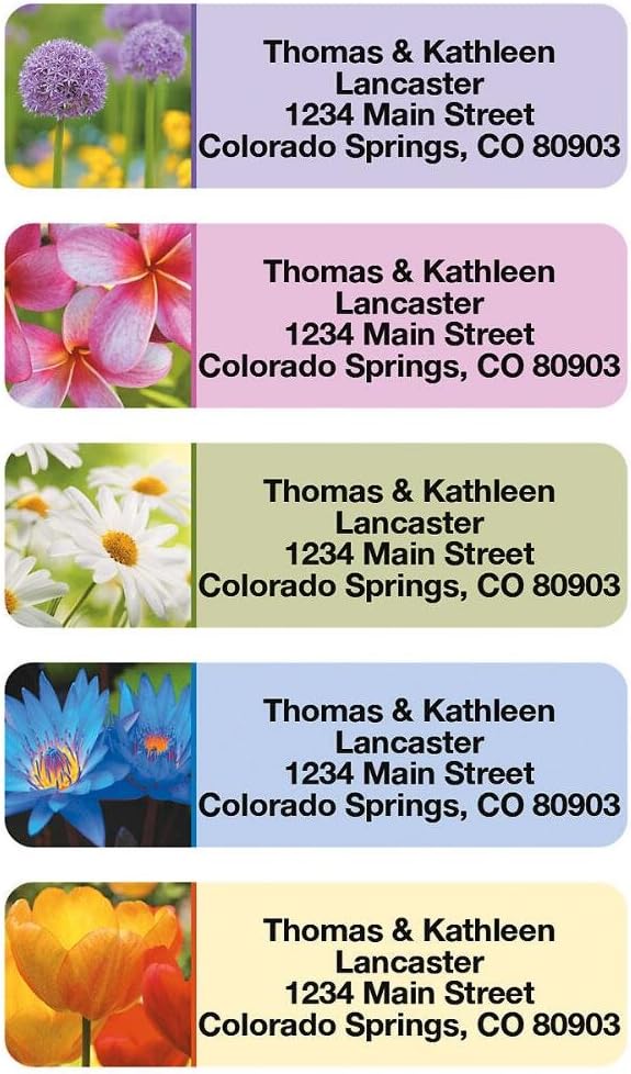 Colorful Images Floral Fantasy Rolled Personalized Return Address Mailing Labels with Dispenser, Customize with Name & Shipping Address, 500 ¾” x 2½” Self Adhesive, Easy Peel Label Roll