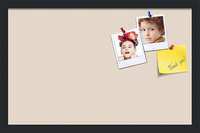 PinPix 22x14 Inch Cork Bulletin Board. This Decorative Framed Pin Board Comes with Desert Pastel Design and a Satin Black Frame. Ideal for Home Office Decor or Message Board (PinPix-1815)