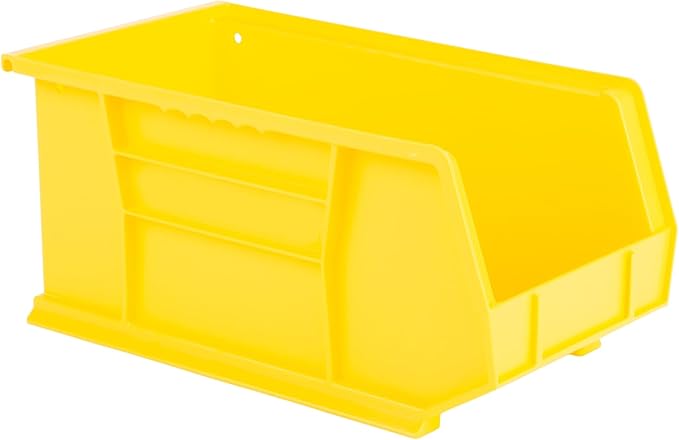 Hudson Exchange 15" x 8" x 7" Plastic Stackable Storage Bin and Hanging Container (Yellow, 1 Pack)