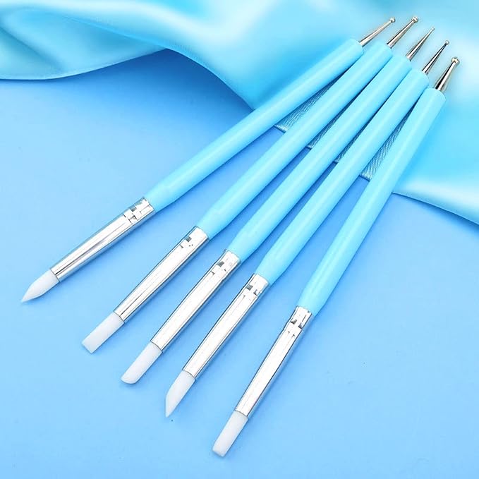 31pcs Polymer Clay Sculpting Tools Set, Air Dry Modeling Clay Roller Dotting Tool Kit Fondant Metal Cutters Silicone Embossing Pen Balls Stylus Rollin