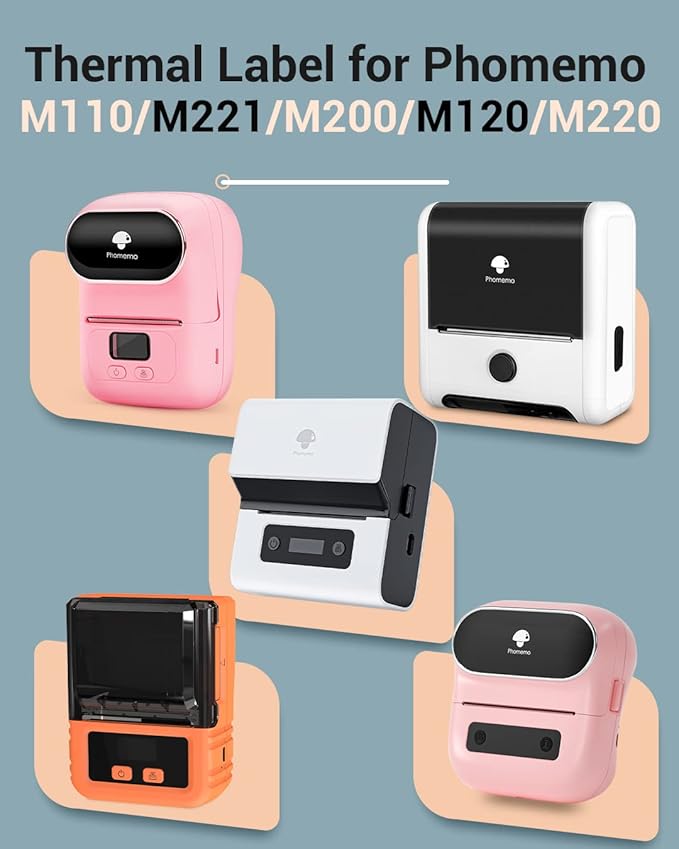 Phomemo Thermal Labels for M110/M221/M220/M120/M200 Label Printer,1.18" x 0.79" (30x20mm), 320 Labels/Roll, Black on White