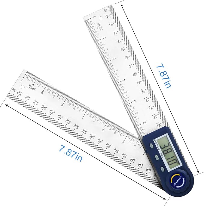 Digital Angle Finder,2 in 1 Digital Protractor, 7 inch / 200mm Stainless Steel Digital Angle Ruler with Zeroing and Locking Function