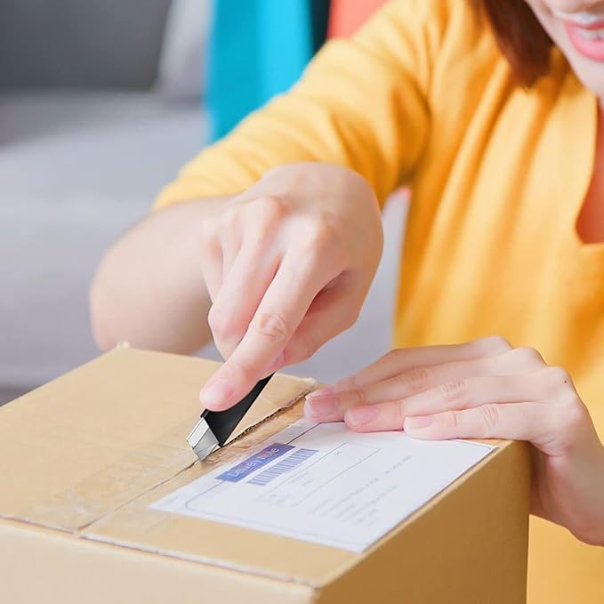 DIYSELF Box Cutters, 48 Pack Utility Knives, Mini Razor Knife, Box Cutter Knife with Single Edge Razor Blade, Box Cutter Retractable for Office, Home, Warehouse, Letter Openers, Box Knife (Black)