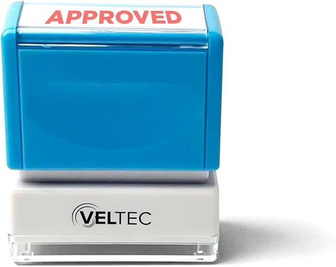 Veltec Premium Pre-Inked Message Stamp, Red Ink (Approved)