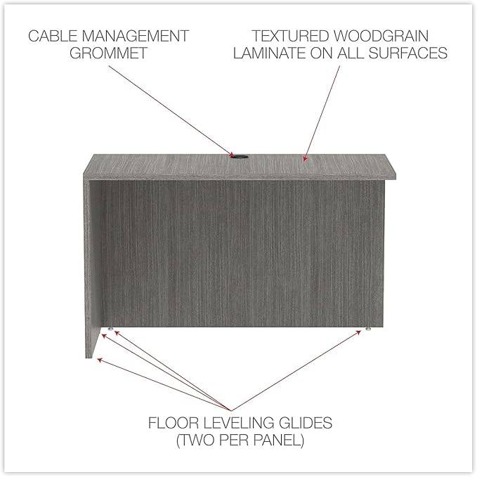 Alera ALEVA354824GY 47.25 in. x 23.63 in. x 29.5 in. Valencia Series Reversible Return/Bridge Shell - Gray