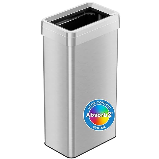 iTouchless 21 Gallon Open Top Recycling Bin and Kitchen Trash Can, Rectangular Commercial Grade Stainless Steel, 80 Liter Trashcan for Home Office Work Bedroom Living Room Garage Extra-Large Capacity