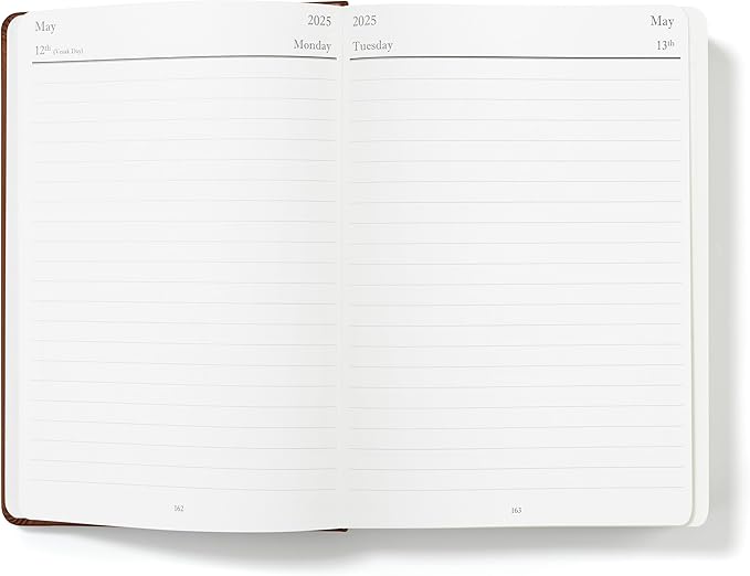 Wykeham's Executive 2025 Daily Journal Planner – Customization Available (Brown, 8.5"×5.5")