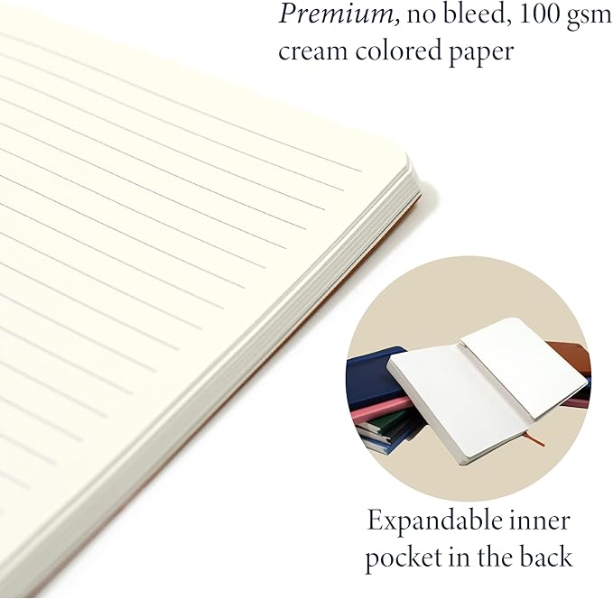 Softcover Ruled Journal with Thick 80 gsm Lined Cream Paper A5 size (8.3 inches x 5.4 inches) - Daily Writing Notebook Journal for Travel, School and Office Use - Diary Journal for Women and Men - Evergreen