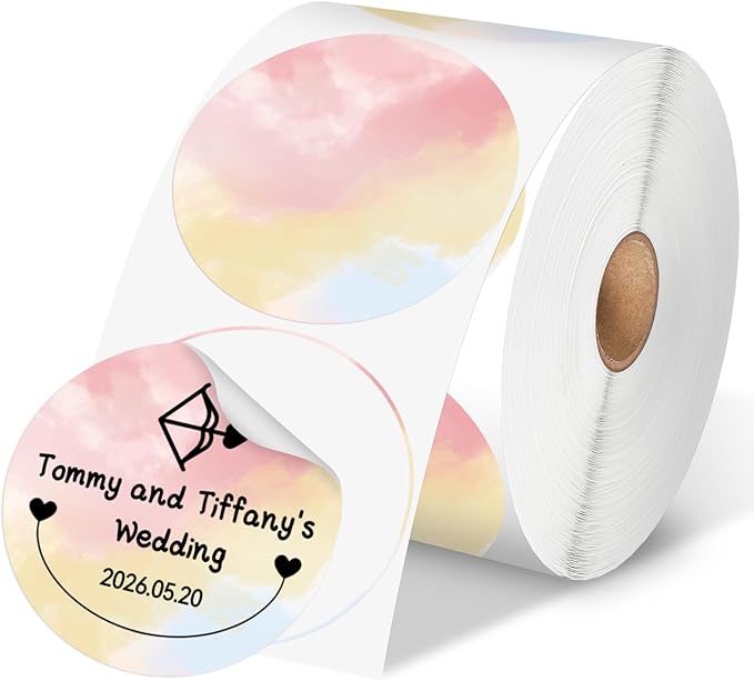 Phomemo 3” Color Circle Thermal Labels, Self-Adhesive Round Direct Sticker Label, Circular Thermal Printer Label for Logo Design, Name Tag, Thanks Card, Address, QR Code, 500 Labels/Roll, Gradient