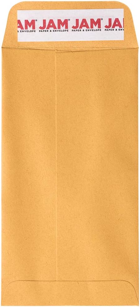 JAM PAPER #7 Coin Business Envelopes with Peel and Seal Closure - 3 1/2 x 6 1/2 - Brown Kraft Manila - 50/Pack