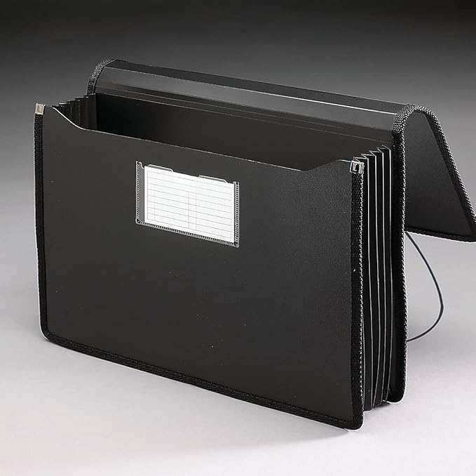 Smead Poly Wallet, Accordion File Organizer for File Folders, Legal Size, Black, 5-1/4 inch Expansion, Office Supplies, Document Organizer (71510)