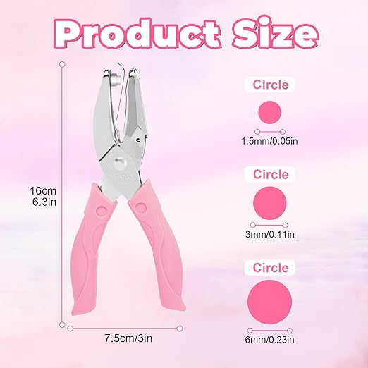 UCEC 3 Pack Circle Single Hole Punches, Small Hole Puncher, Paper Punches for Crafting, Hole Tag Puncher Set of School Supplies with Soft-Handled for Clothing Ticket DIY Craft Tags Scrapbook Tool