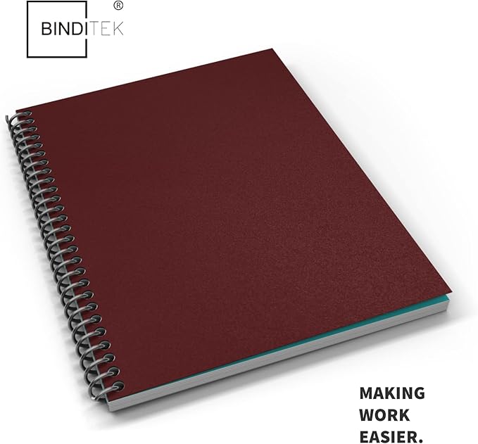 Binditek 25 Pack 12 Mil Sand-Textured Polycover - Plastic Binding Cover for Business Reports and Proposals - Lightly Sanded Finish - Square Corners, Un-Punched, Maroon Color, Office Supplies