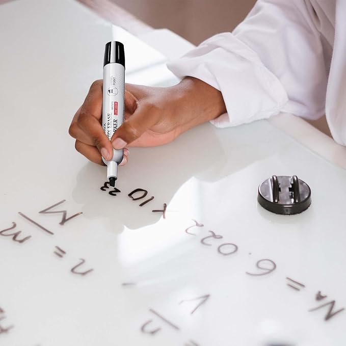 Comix Low Odor Dry Erase Markers, 12 Bulk Black Color Whiteboard Markers, Chisel Tip Thick Markers for Kids Teachers