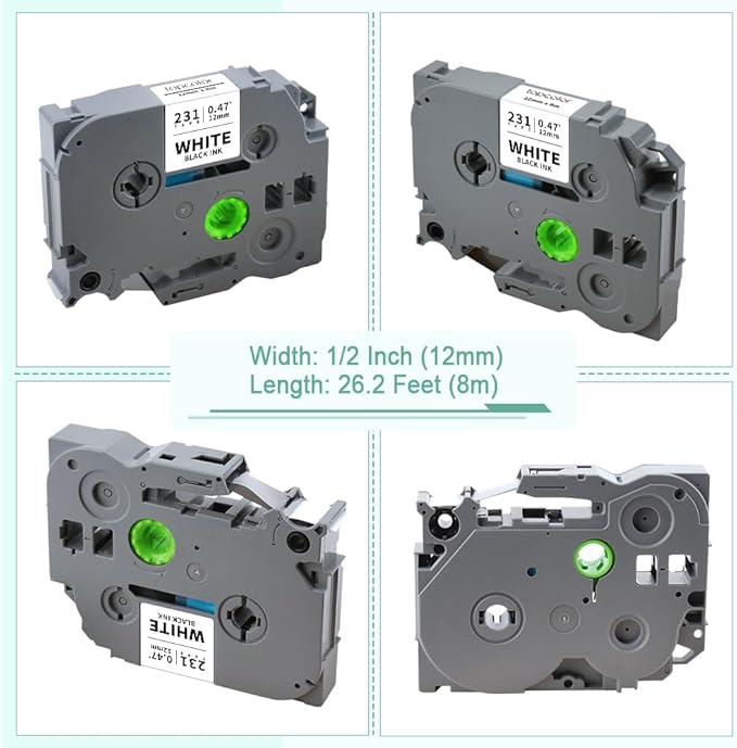 6-Pack Tz 12mm 0.47" Label Tape Compatible for Brother Tze135 Tze335 Tze435 Tze535 Tze735 P Touch Tze Label Tape 12mm 1/2" Laminated Multi-Color for PTD210 PTH110 PTD220 PTD400 PTD600 PT2040