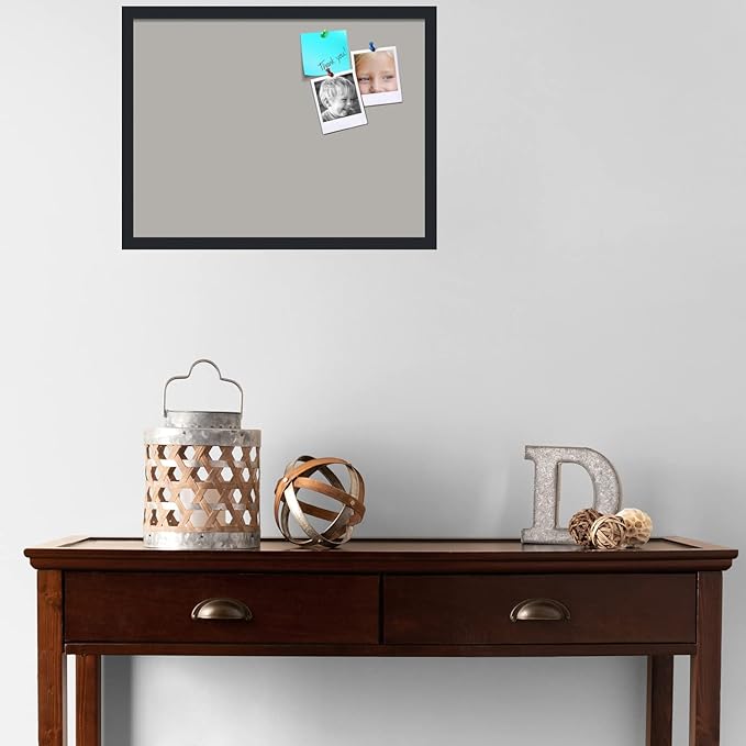 PinPix 24x18 Inch Cork Bulletin Board. This Decorative Framed Pin Board Comes with Dark Stone Design and a Satin Black Frame. Ideal for Home Office Decor or Message Board (PinPix-1808)