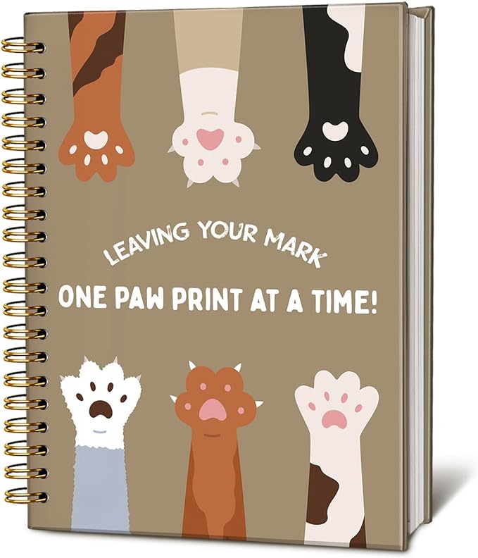 Funny Cat Notebook, Cats Lover Gifts Notebooks for Note Taking, Cat Mom Lady Gifts for Women Journal, Leaving Your Mark Cute Kitten Paws Journals for Writing, 5.5x8.3 Inch