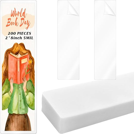 200Pieces Bookmark Laminating Pouches 2 * 8inch Hot Laminator Sleeves 5 Mil Compatible with Most Pouch Laminating Machines for Book Lovers Nature Lovers