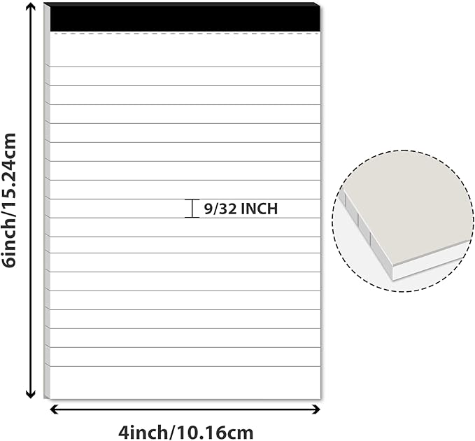 Notepad for Daily Planning and Organization of Work – 4 x 6-inches Lined Paper – Thick Bright White Paper – 30 Pages – Note Pads Ruled Pages – Pack of 8