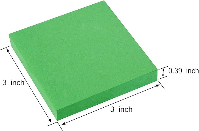 ZCZN 400 Sheets Pop-up Sticky Notes, 3 x 3 Inches, 4 Pads Bright Color Self-Stick Notes, 100 Sheets/Pad, Green