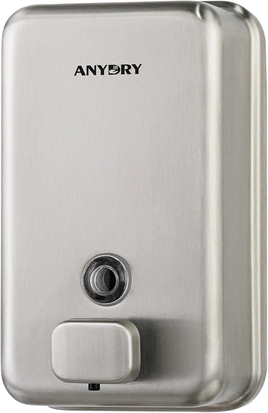 Commercial Wall Mounted Soap Dispenser 37oz 1100ml Large Capacity Brushed Stainless Steel Manual Dispenser for High Traffic Restrooms