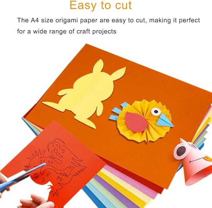 A4 Origami Paper Light Blue 100 Sheets, 8.27×11.7 inch Double Sided Color Easy Fold Big Origami Paper A4 Colored Copy Paper Thin 70gsm for Beginners, DIY handwork Art and Craft Projects (210 x 297 mm)