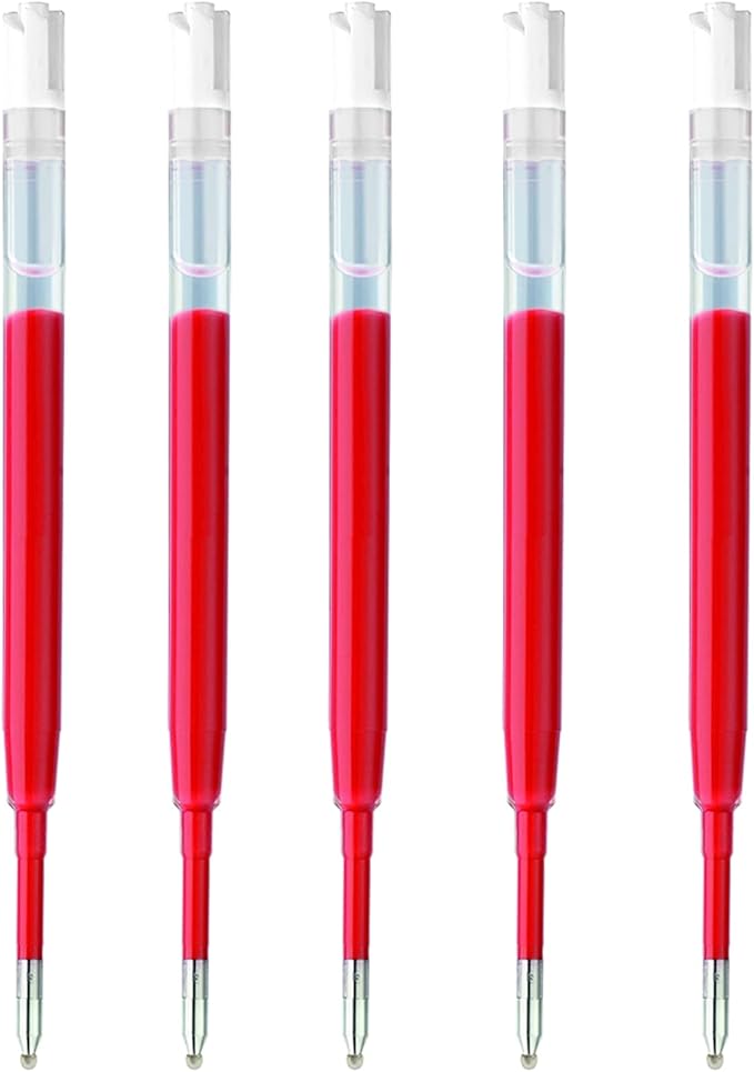 DunBong G2 Gel Ink Pen Refills, for Retractable Gel Pens, 0.5mm Fine Point, Pack of 5 (Red)