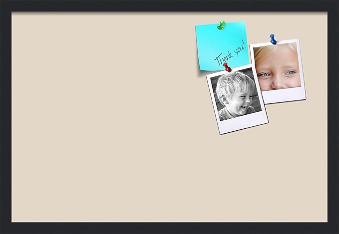 PinPix 27x18 Inch Cork Bulletin Board. This Decorative Framed Pin Board Comes with Desert Pastel Design and a Satin Black Frame. Ideal for Home Office Decor or Message Board (PinPix-1815)