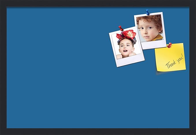 PinPix 27x18 Inch Cork Bulletin Board. This Decorative Framed Pin Board Comes with Navy Pastel Design and a Satin Black Frame. Ideal for Home Office Decor or Message Board (PinPix-1811)