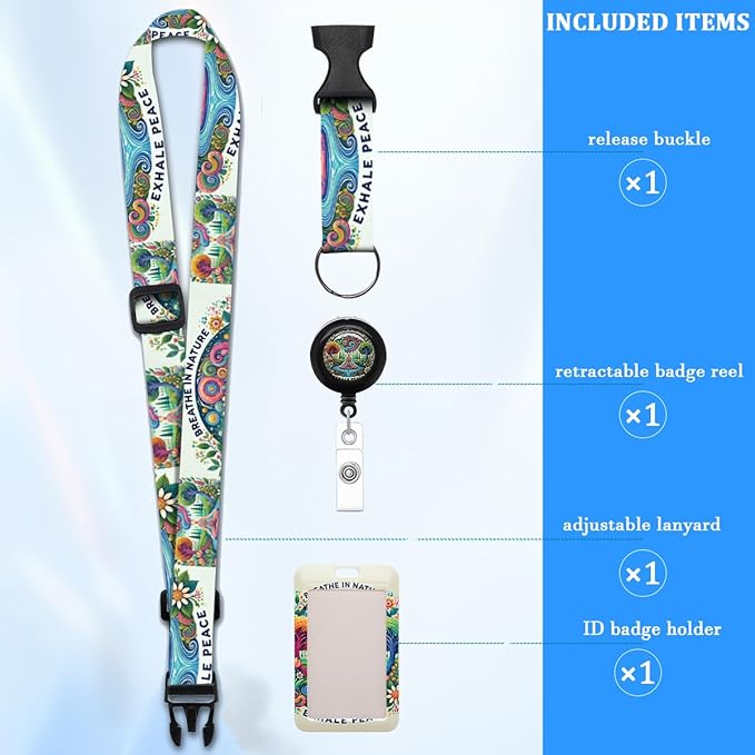 Inspirational Lanyard with Retractable Badge Reel and ID Badge Holder, Adjustable Badge Lanyard for Teachers, Nurses, Students, and Office Professionals
