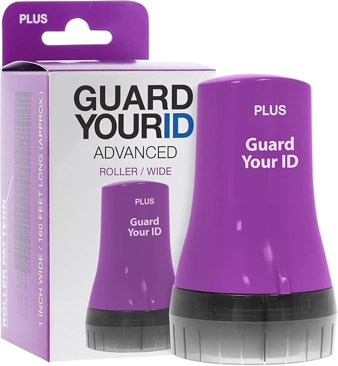 Wide Advanced Privacy Protection Roller by Guard Your ID for Bills, Mail, Address Labels (3-Pack, Purple)