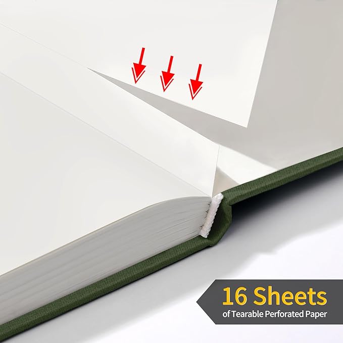 Annecy Blank Journal Notebook, Medium 5.5x 8.25, 160 Pages 100GSM Writing Paper, A5 Deep Green Linen Cover