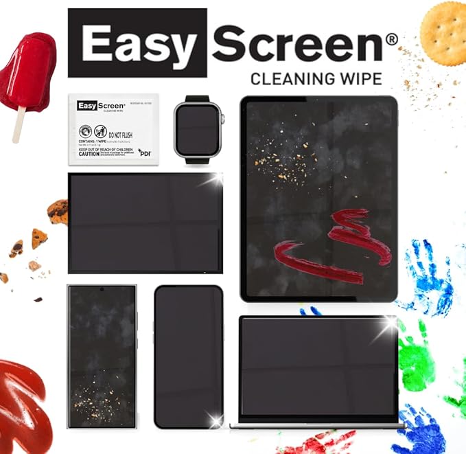 Easy Screen, Premium Screen Cleaning Wipes, Electronics, Touchscreens, and Glasses Cleaner, 50 Individual Packets Per Box, Large 5” x 8” Wipe